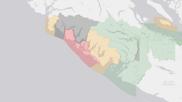 Nanaimo—Alberni 2000 poll-by-poll results map