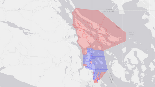 2008 Saanich—Gulf Islands poll map