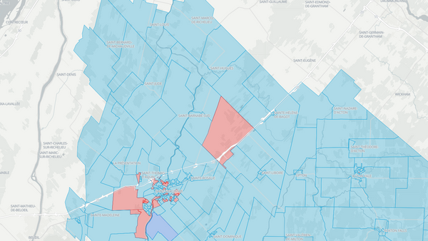 2025 Saint-Hyacinthe—Bagot—Acton poll map