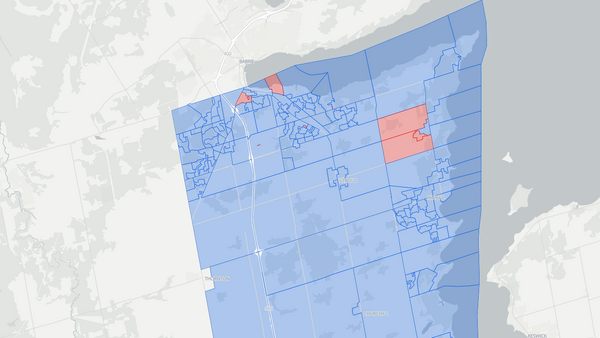 Barrie SouthâInnisfil 2025 poll-by-poll results map