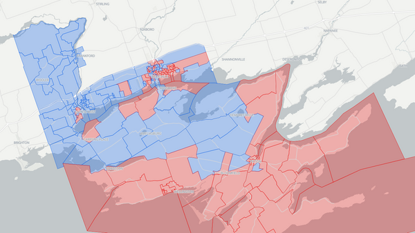 Bay of Quinte 2025 poll-by-poll results map
