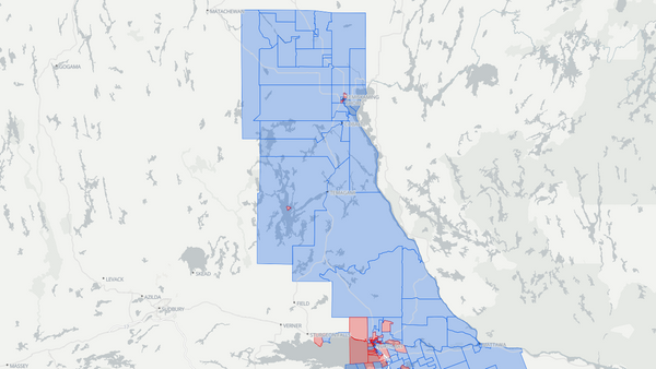 NipissingâTimiskaming 2025 poll-by-poll results map