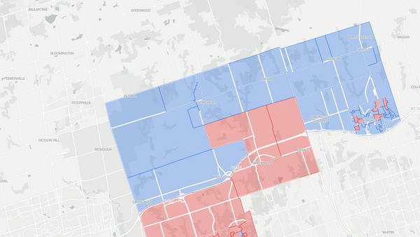 PickeringâBrooklin 2025 poll-by-poll results map