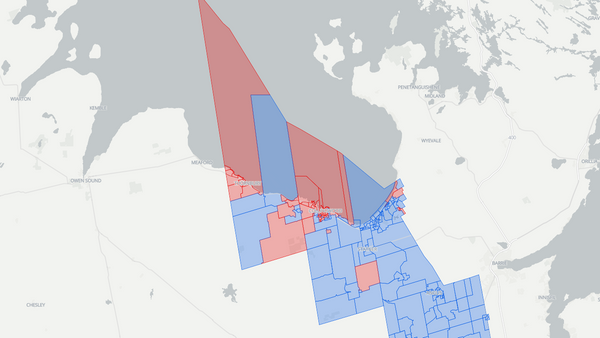 SimcoeâGrey 2025 poll-by-poll results map