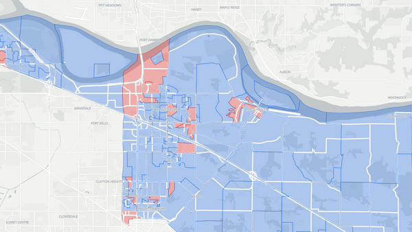 Langley TownshipâFraser Heights 2025 poll-by-poll results map