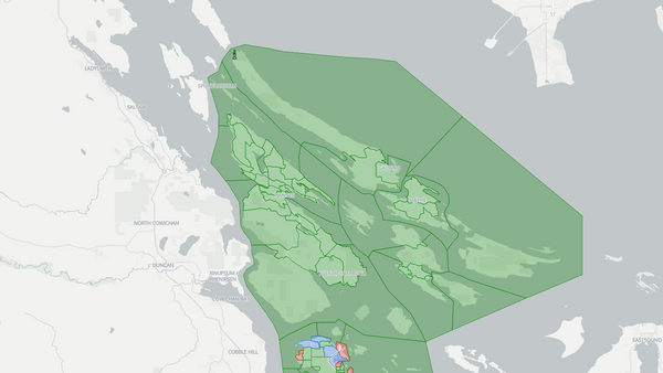 2025 Saanich—Gulf Islands poll map