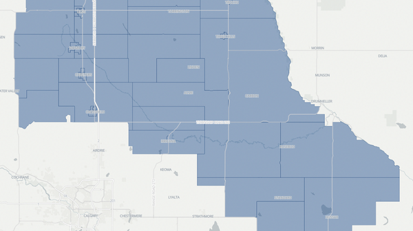 2023 Olds-Didsbury-Three Hills poll map
