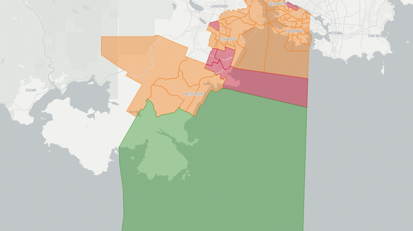2017 Esquimalt-Metchosin poll map