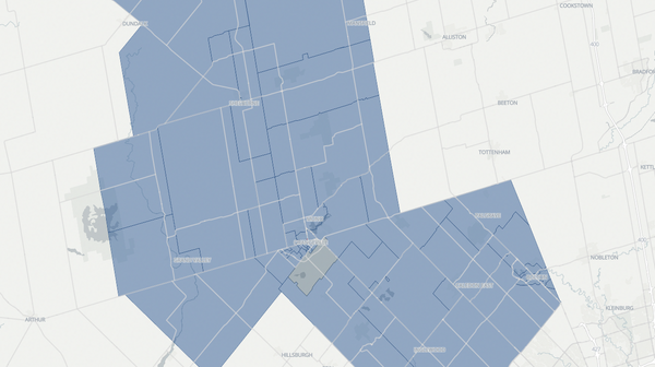 2025 Dufferin—Caledon poll map