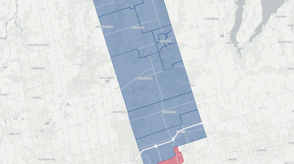 2025 Pickering—Uxbridge poll map