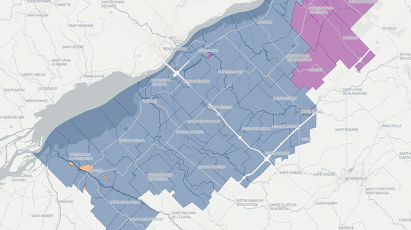 2022 Nicolet-Bécancour poll map